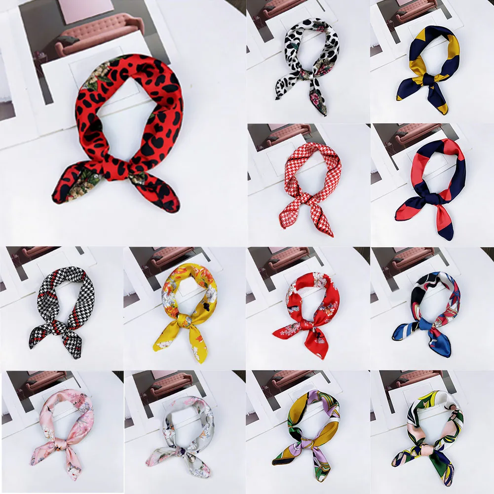 Маленький квадратный атласный шарф шейный платок Женская бандана элегантная