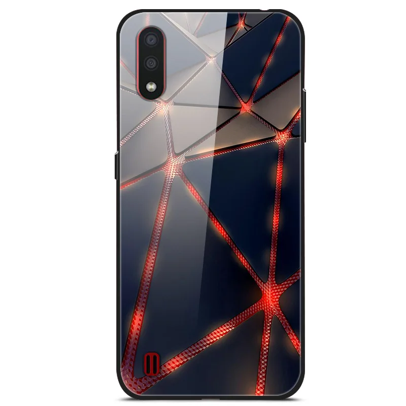 1 Для samsung Galaxy A01 чехол A 01 закаленное стекло Жесткий чехлы для телефона для samsung A01 чехол A015F A015 SM-A015F бампер - Цвет: 1
