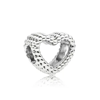 

100% 925 Sterling Silver New 797516 Beaded Heart Charm Original Exquisite Suitable Women Fashion Jewelry