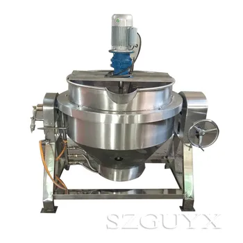 

GUYX 100L large capacity commercial sandwich pot gas mixing cooking pot food processing wok tilting fixed sandwich pot