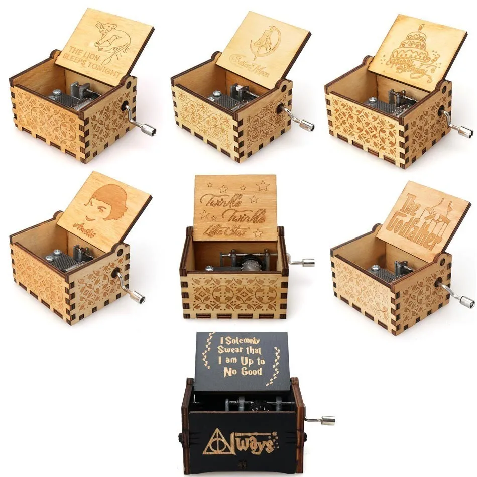 

Wholesale Antique Wooden Hand Crank New Carved Queen Music Box Christmas Gift Birthday Gift Party Casket Anonymity Decoration