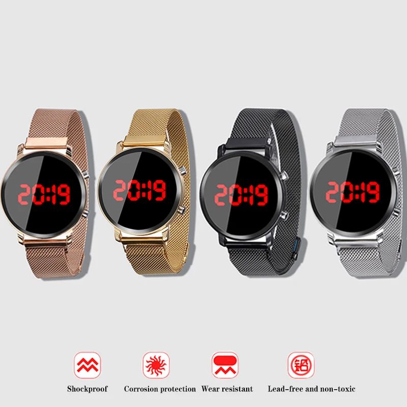New LED Watch Women Watches Stainless Steel Female Watch Electronic Clock Men Digital Watches Wristwatch Mens Relogio Feminino