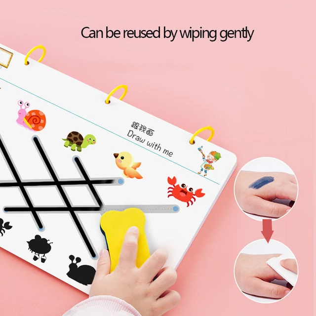 Children Montessori Toys Educational Math toys Drawing Tablet Pen Control Hand Training For Boy Girl Shape Math Match Game Book 2