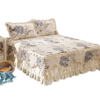 

Quilted Thickened Cotton Bedspread Cotton Bedspread Ruffled Bed Four-Piece Set bedding sets bed comforter