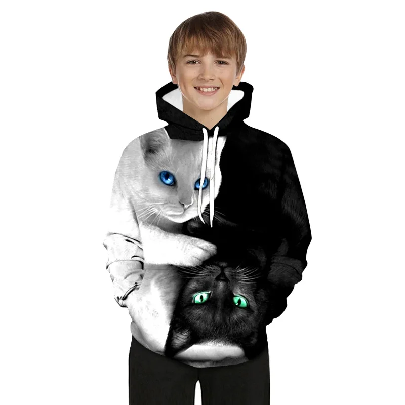 

Black White Cat Kids Jacket 3D Digital Printing Casual Thin Style Girls Boys Sweater Tokyo Ghouls Pullover Jacket kids Clothes