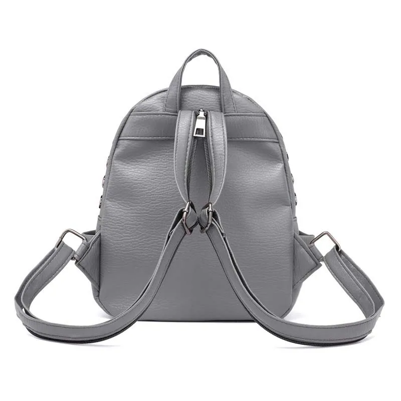 Sac à dos en cuir PU pour femmes, 5 pièces/lot, avec Rivet et fermeture éclair, pour étudiantes, Preppy, à la mode, petite sacoche d'école pour filles