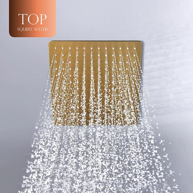 สีดำชุดฝักบัวห้องน้ำฝักบัวอาบน้ำอุณหภูมิคงที่โคมไฟเพดานน้ำตกก๊อกน้ำซ่อนเข้ากับผนังเพดานอาบน้ำ 5