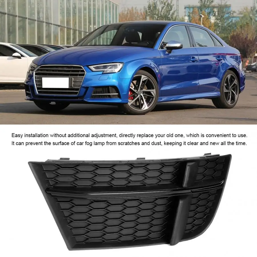 

Car Modified Accessory Black Fog Light Cover Lamp Frame Grille Fits for Audi A3 S-Line/S3 2017 2018 2019 Fog Light Grille
