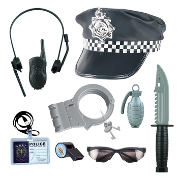 

9Pcs Children Pretend Play Halloween Police Outfit Cosplay Costume