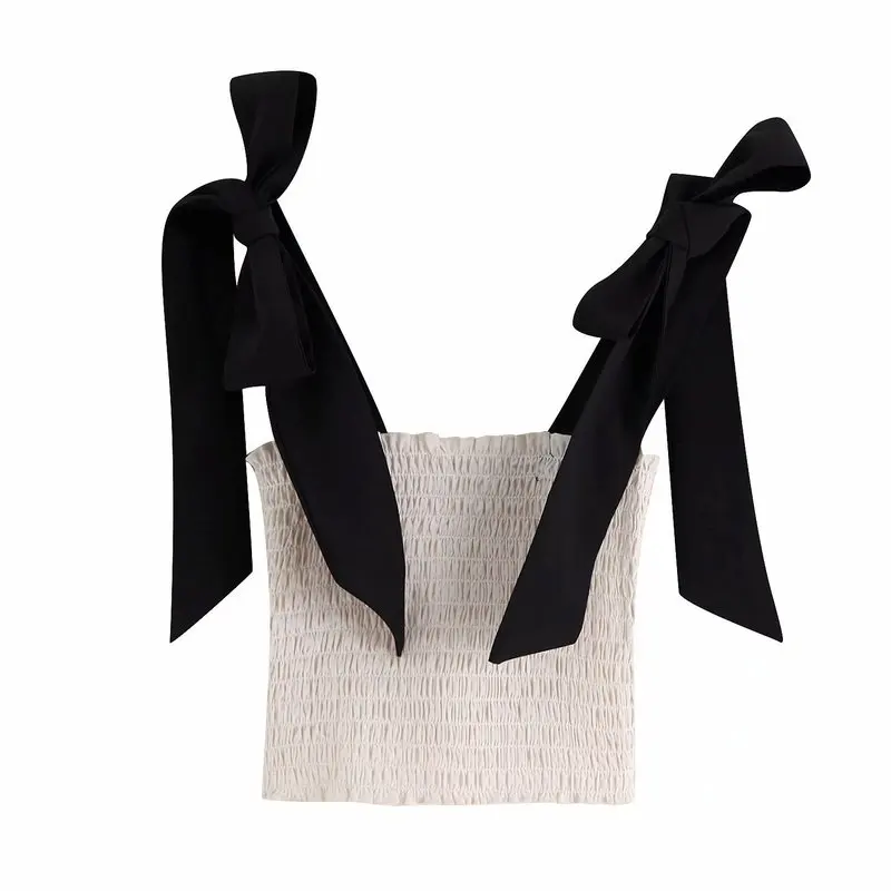 

BB25-9504 European and American Fashion Bowknot Short Top