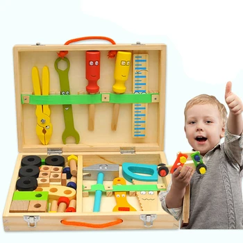 

Baby Simulation Repair Wooden Tool Toys Kids Handle Tool Box Games Learning Educational Toy Screw Assembly Garden Toys For Boy