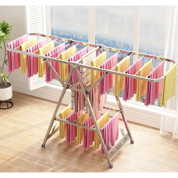 

Cordial Shining Household Drying Rack 1.4M Foldable Stainless Steel Balcony Courtyard WindProof Home Floor Drying Rack