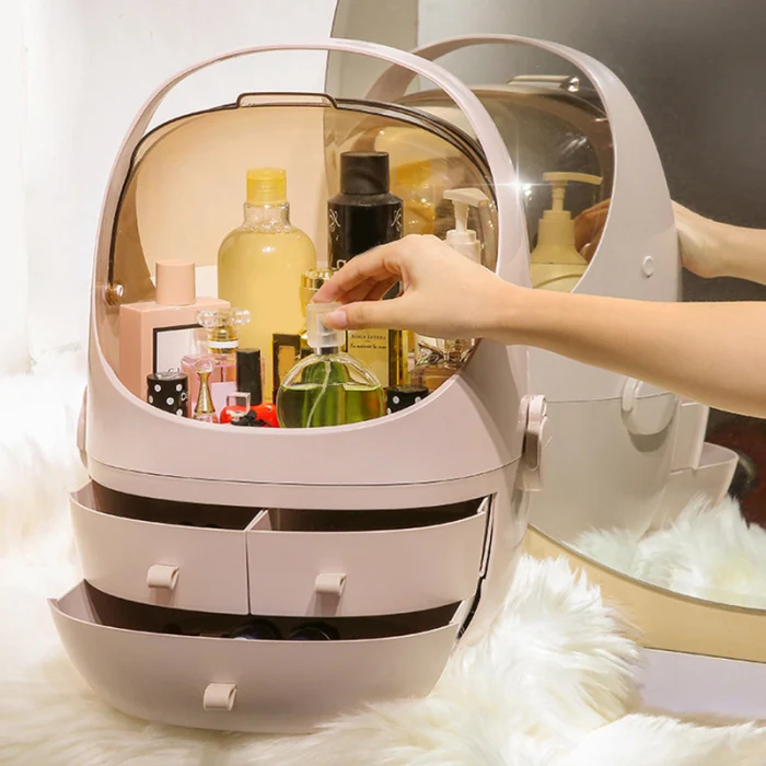 Макияж коробка для хранения ящика Тип рабочего пыле прозрачное окно косметический Органайзер чехол XB 66