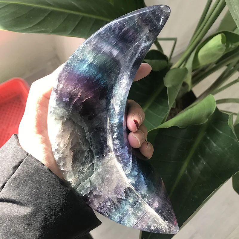 Rainbow Fluorite Натуральный кристалл Радуга Флюорит Лунная Чаша Форма пентаграмма кристаллические чаши Исцеление Нефритовый камень коллекция домашнего декора подарок T - Цвет: Rainbow Fluorite