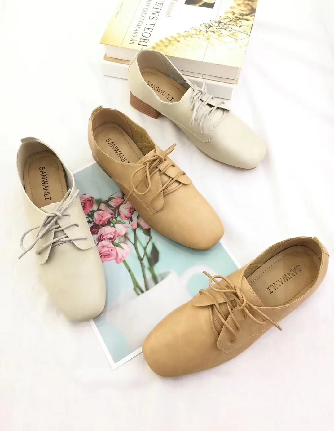 

Popular Brand 2019 New Style British-Style Small Square Head Deep Mouth Lace-up Small Leather Shoes Women's Retro Shoes Women's
