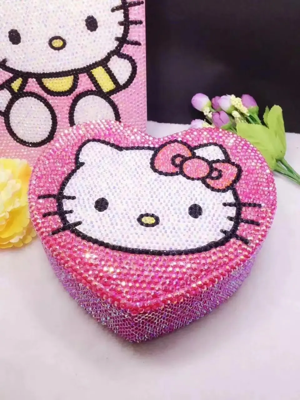 Hello kitty креативная ручная работа DIY шкатулка Корейская принцесса коробка для ювелирных изделий с алмазами в форме сердца Коллекция ювелирных изделий Коробка для хранения