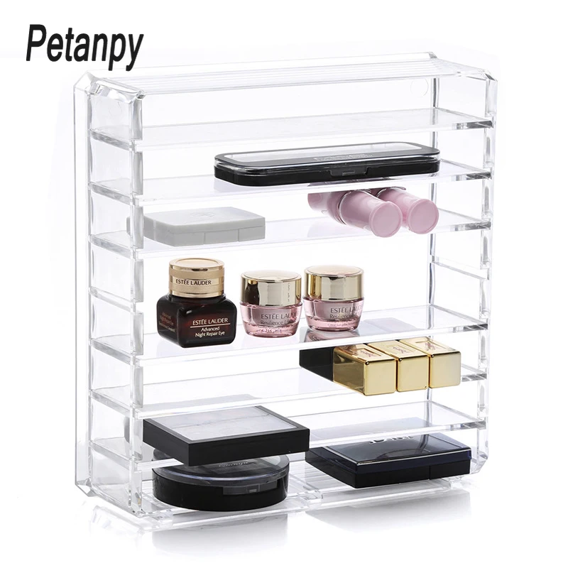 

Clear Acrylic Makeup Organizer Cosmetic Storage Box Makeup Powder Box Desktop Women Lipstick Holder Makeup Brushes Organizer
