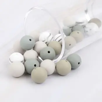 

2020 New 15mm 20pcs Silicone Beads Baby Teething Beads DIY Chewable Teether for Infant
