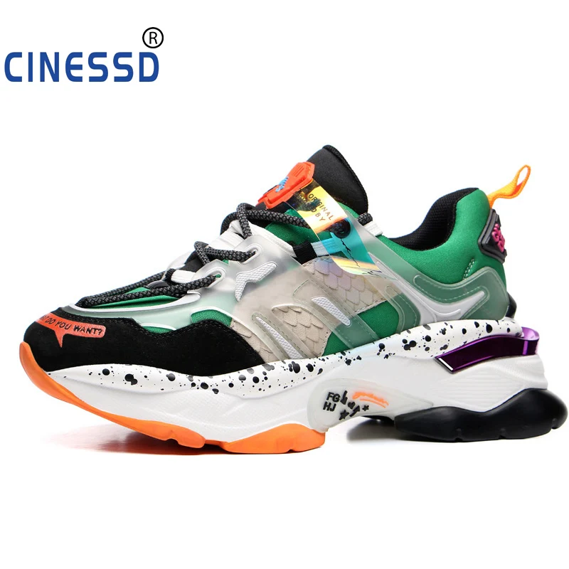 

CINESSD 2019 Sneakers Women Trendy Chunky Dad Shoe Laces Platform Shoes New Color Matching Camouflage Sneakers Chaussures YK3