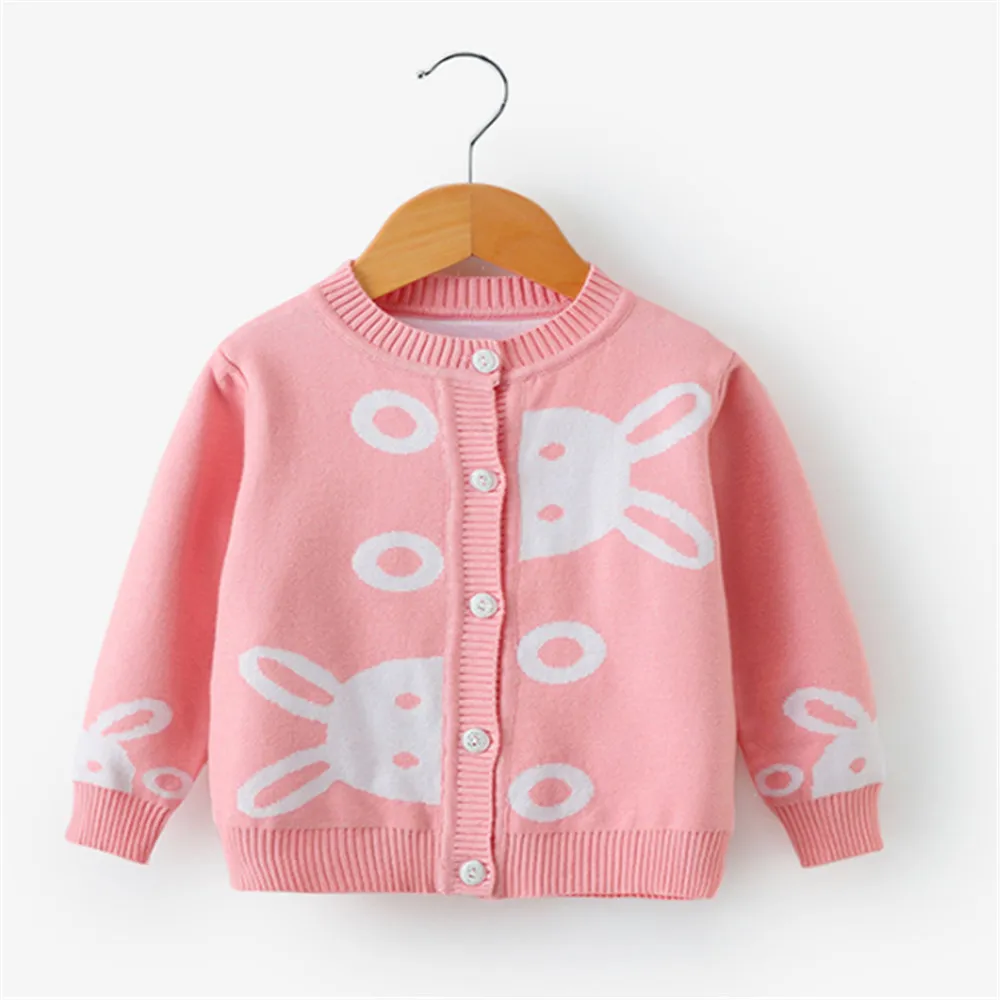 

Baby Girl Cardigan Toddler Children Casual clothing Animal Cartoon Spring Autumn Long Sleeve Knitted Sweater Button Outerwear