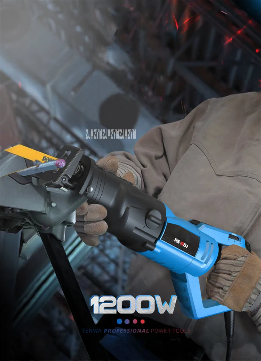 RS-D01 1200 Вт высокой мощности Мощность электропила профессиональный деревообрабатывающий электрическая сабельная пила мелкие бытовые металлическая пила для резки 220V