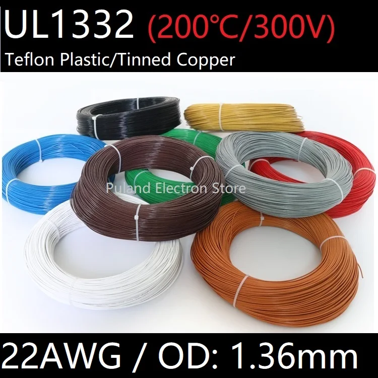 UL1332 24AWG OD 1,21 мм тефлон пластик изолированные Луженая медный Электрический провод высокой теплопроводности термостойкие линии