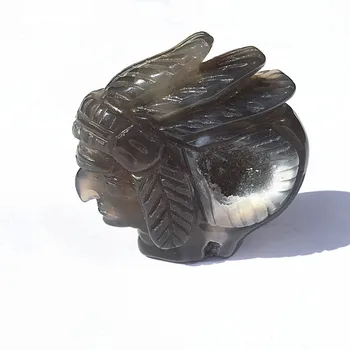 

Hand Carved Natural Geode Agate Statue indians Crystal Skull For Present Or Collection