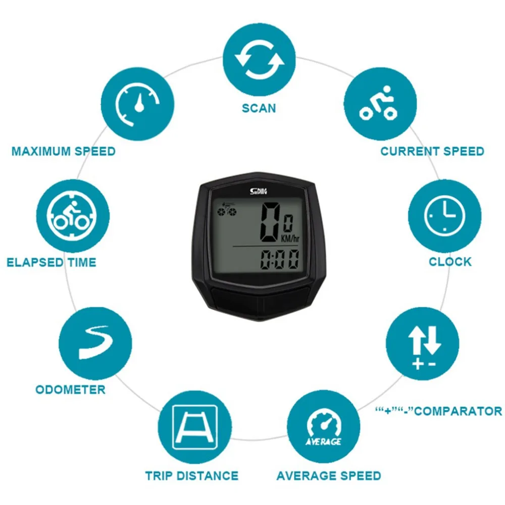 

2020 Sunding Bike Wired Stopwatch Bicycle Multifunction Computer Speedometer Odometer Sensor Outdoor Sport Accessories SD-581