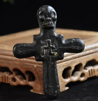 

Hongshan culture archaize black iron meteorite sculpture cross statue