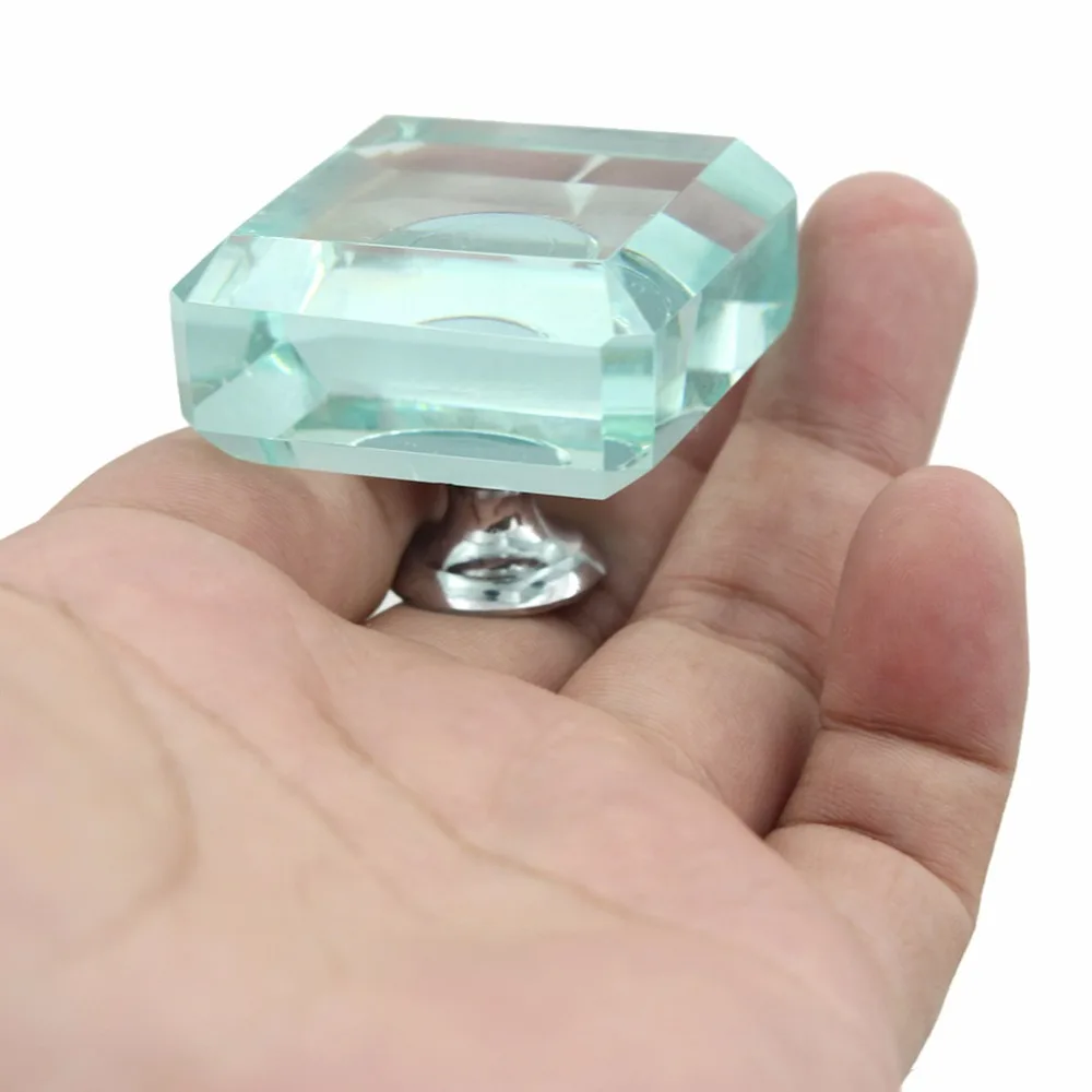 Kitchen Cabinet Cupboard Furniture Door Handle Crystal Glass Knob Dresser Wardrobe and Drawer Pull Transparent Quality Square K9|Ручки