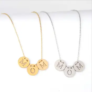 

5pcs/lot Mirror Polished Round Letter MOM Necklace Stainless Steel Women Necklace Jewelry Best Gift For Mother's Day