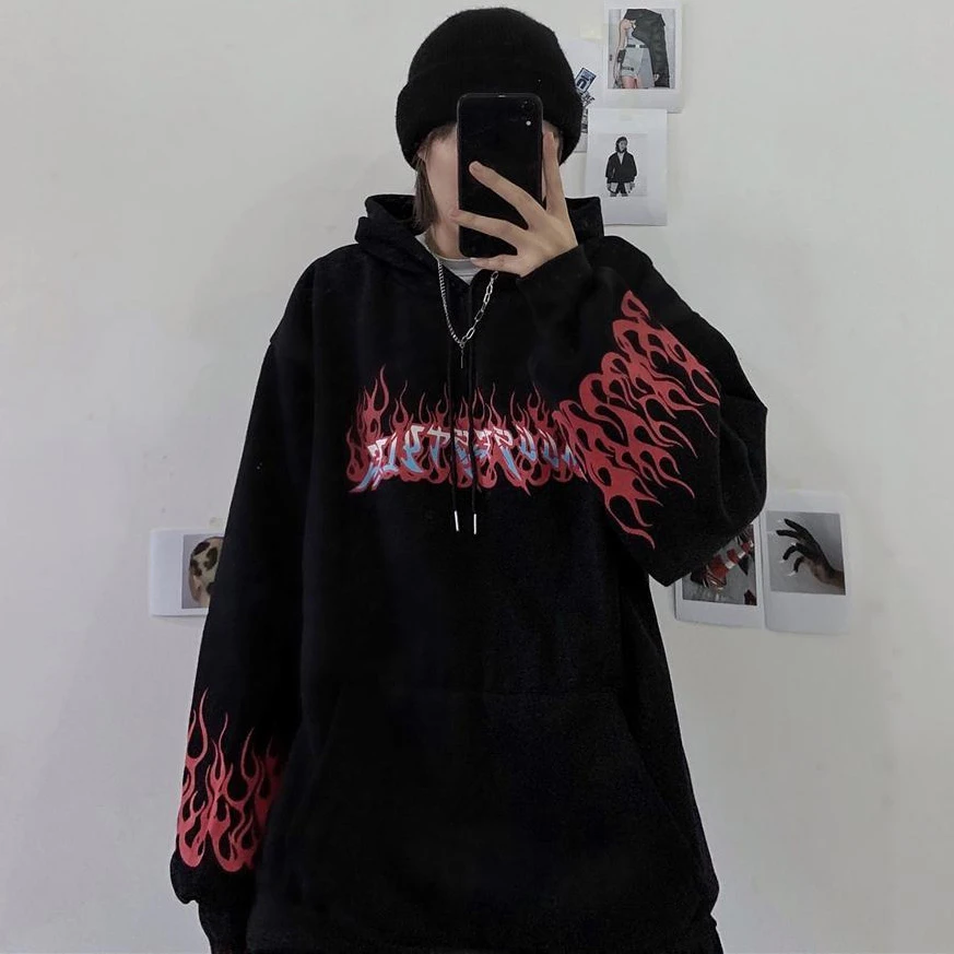 Flame print hoodie Clearance