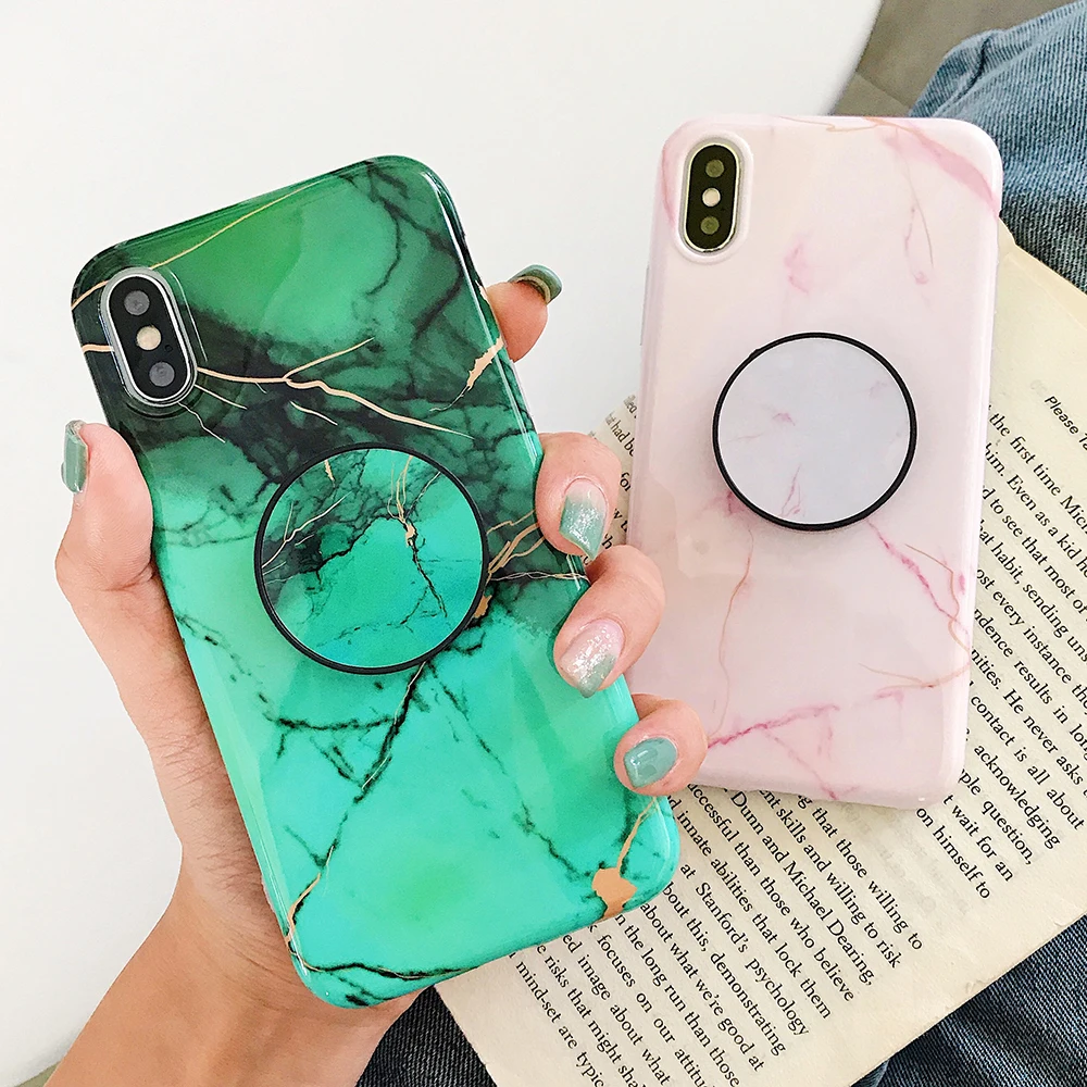 

Fashion smooth bronzing Marble Phone Case For iPhone XR XS Max 6 6S 7 8 Plus X Granite Soft IMD Shockproof Back Cover Coque