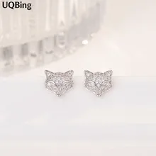 Стерлингового серебра 925 пробы, серьги-гвоздики в виде лисы из чистого серебра 925 пробы, серьги в виде животных Brincos Pendientes de plata