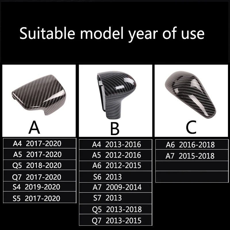 Аксессуары для Audi A3 A4 A5 A6 A7 Q2 Q5 Q7 S3 S4 S5 S6 S7 B8 B9 консоль из углеродного волокна ручка