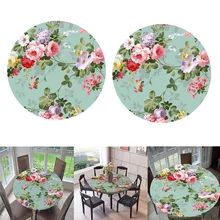 2 шт скатерть круглая 47 дюймов эластичная кромка подогнана виниловое покрытие для стола, деревенский цветок пиона для кухонное украшение для дома