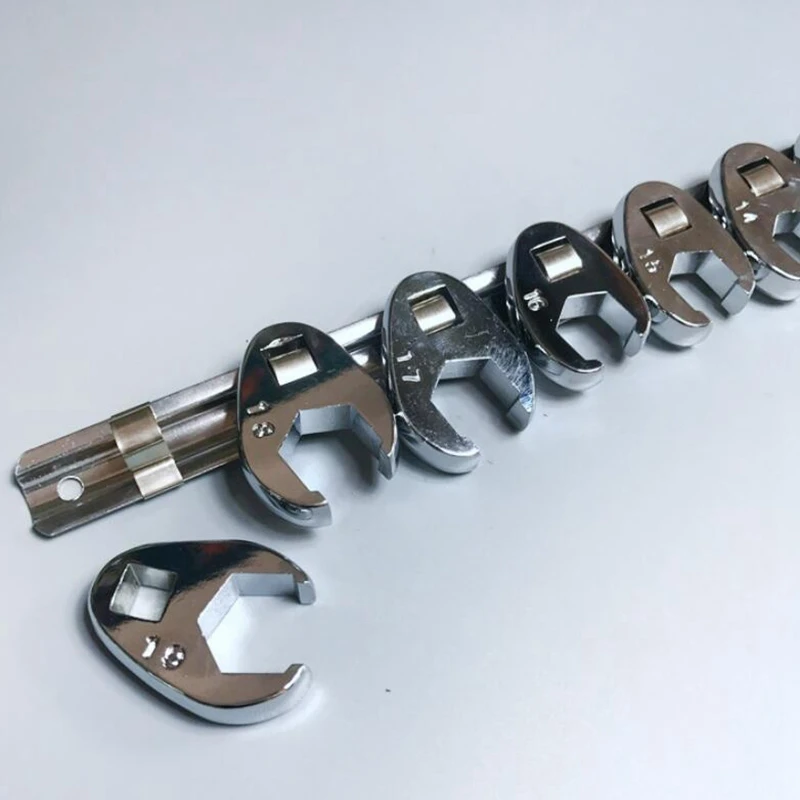 Haudang 10Pcs Flare Nut Crowfoot Line Hex Wrench Set 3/8Inch Drive Open End Spanner Chrome Vanadium Steel Haudang 10Pcs Flare Nut Crowfoot Line Hex Wrench Set 3/8Inch Drive Open End Spanner Chrome Vanadium Steel