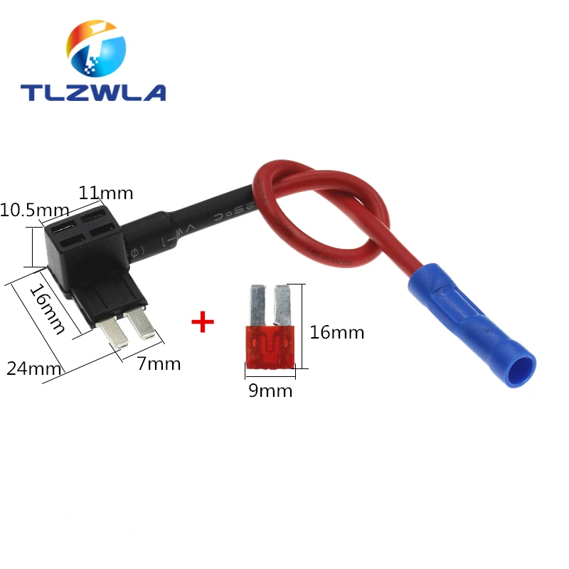 12V MINI SMALL MEDIUM Size Car Fuse Holder Add-a-circuit TAP Adapter with 10A Micro Mini Standard ATM Blade Fuse