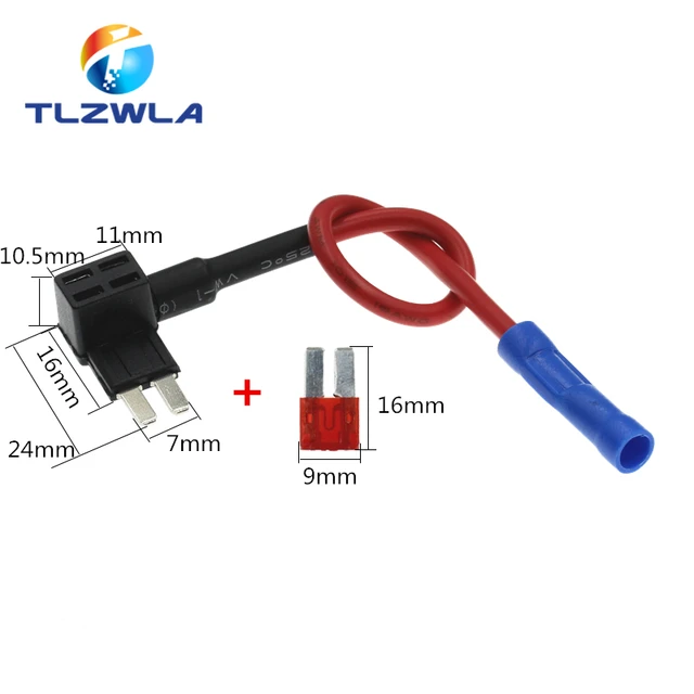 12V MINI SMALL MEDIUM Size Car Fuse Holder Add-a-circuit TAP Adapter with 10A Micro Mini Standard ATM Blade Fuse Micro-2