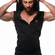 Стильный спортивный жилет без рукавов с капюшоном для занятий фитнесом, мужской Эластичный эластичный жилет для тренировок