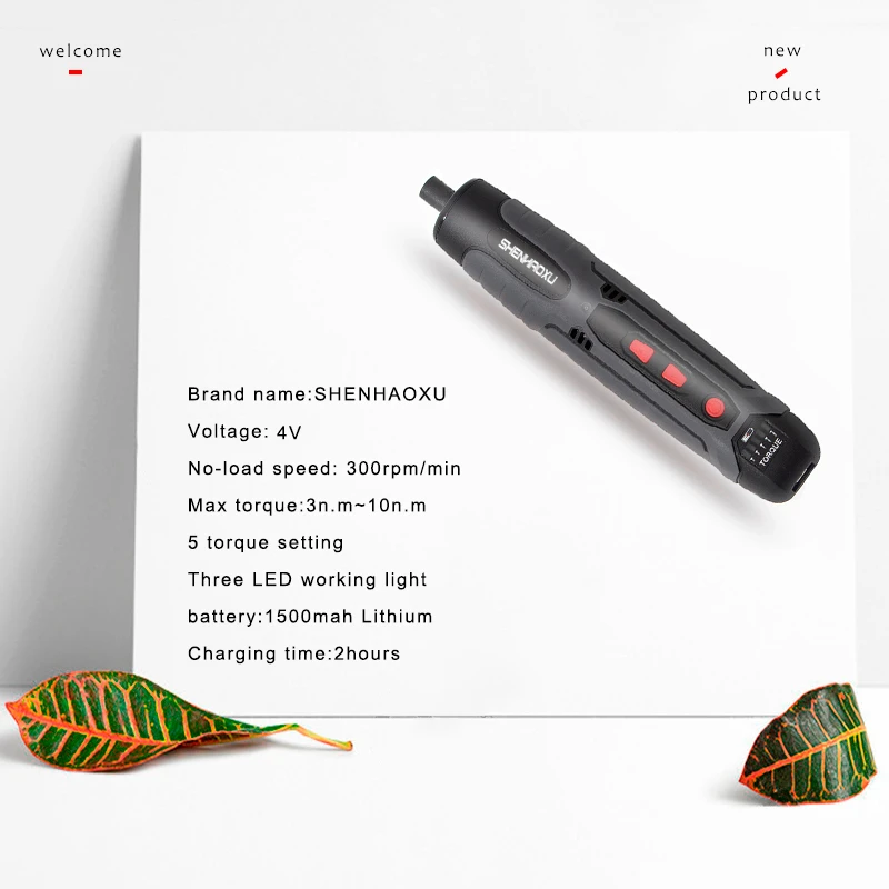 US $40.90 Cordless Electric Screwdrivers 34 Bit Set 4v Mini Drill 5 Torque Control Usb Rechargeable Handle With Three Led Light Power Tool
