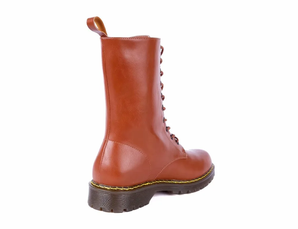 New Plus Velvet Martin Boots British Style Black Red Casual Couple Short Boots Beef Tendon Bottom Slip High Bandage Women's Boot