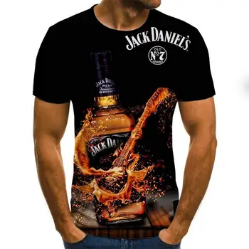 

2020 new summer 3D printed men's t-shirt beer pattern casual short-sleeved men's t-shirt fashion hip-hop street big size