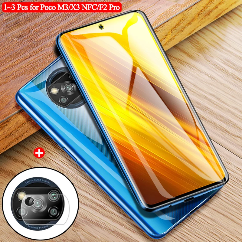 1 3 шт защитное стекло на Poco X3 NFC Mi M3 защитная пленка покофон ф2 про сяоми поко м3