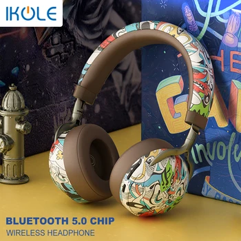 

IKOLE Wireless Bluetooth Colorful Headphone Support Insert TF Card and Radio 3 Mode with Deep Bsss HIFI Stereo Sound Mic Headset