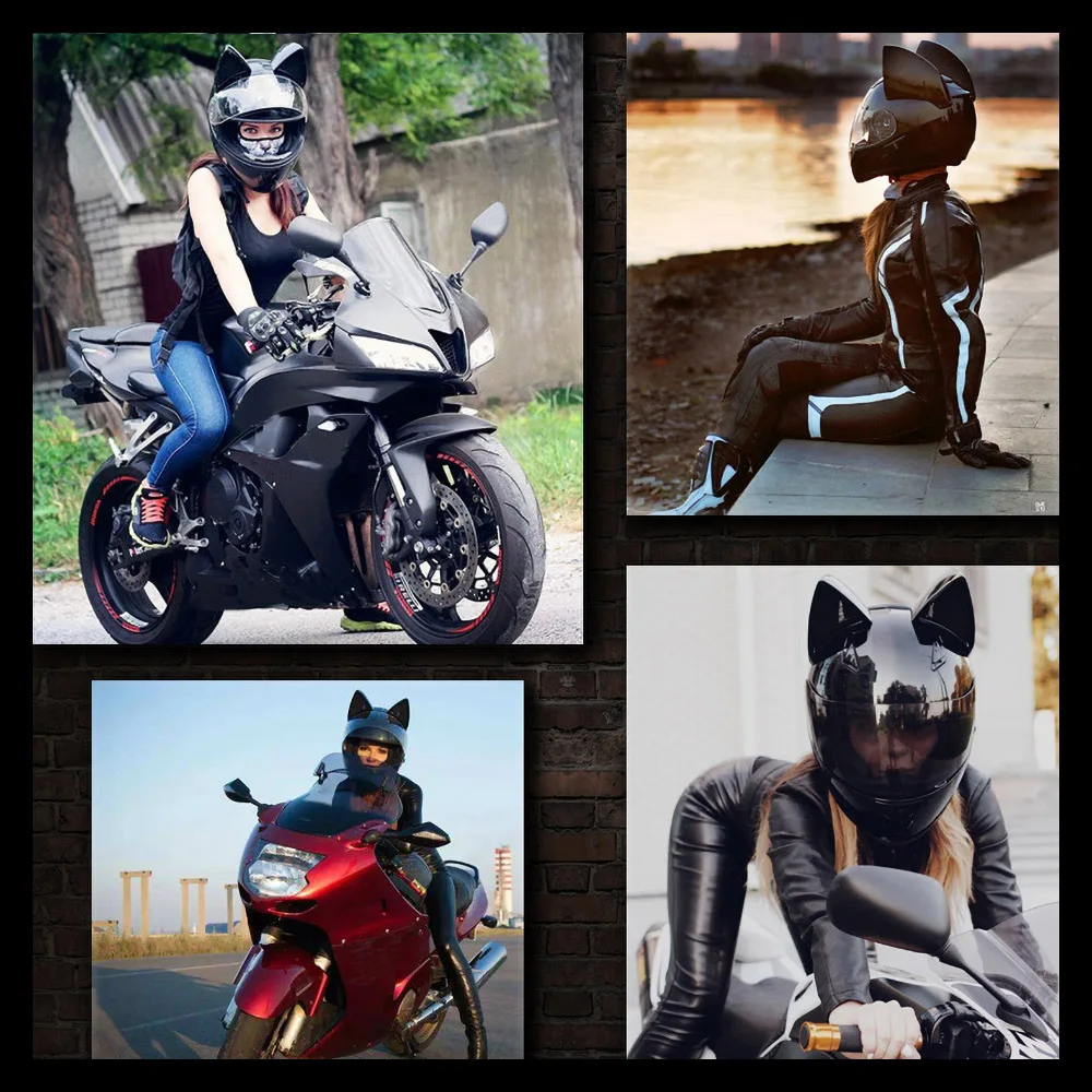 NITRINOS мотоциклетный шлем для женщин, мотоциклетный шлем, мотоциклетный шлем с ушами, индивидуальный Полнолицевой мотоциклетный шлем, 4 цвета, розовый, желтый, черный, белый