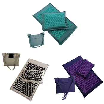 

NEW-Lotus Spike Acupressure Mat Massage Mat and Pillow Set Yoga Acupuncture Cushion Relieve Back Neck Muscle Pain Body Massage M