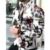 2021 Men's Slim Shirt Autumn Casual Turn-down Collar Streetwear Fashion Together Printed Long Sleeve Oversize Shirt For Men Top 1