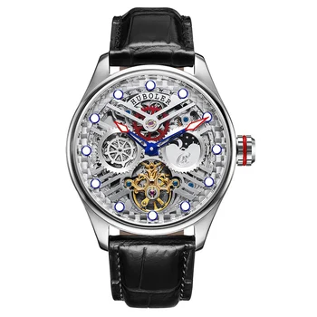 

47MM Huboler Multi-function Men Tourbillon Mechanical Watch Calendar Moonphase Dial Mens Tourbillon Automatic Wrist Watches