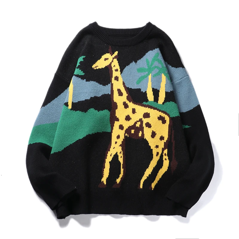 UYUK2019 Autumn And Winter New Casual Loose Fashion Trend College Wind Round Neck Cartoon Men's Sweater Clothes Men Hombre UYUK2019 Autumn And Winter New Casual Loose Fashion Trend College Wind Round Neck Cartoon Men's Sweater Clothes Men Hombre